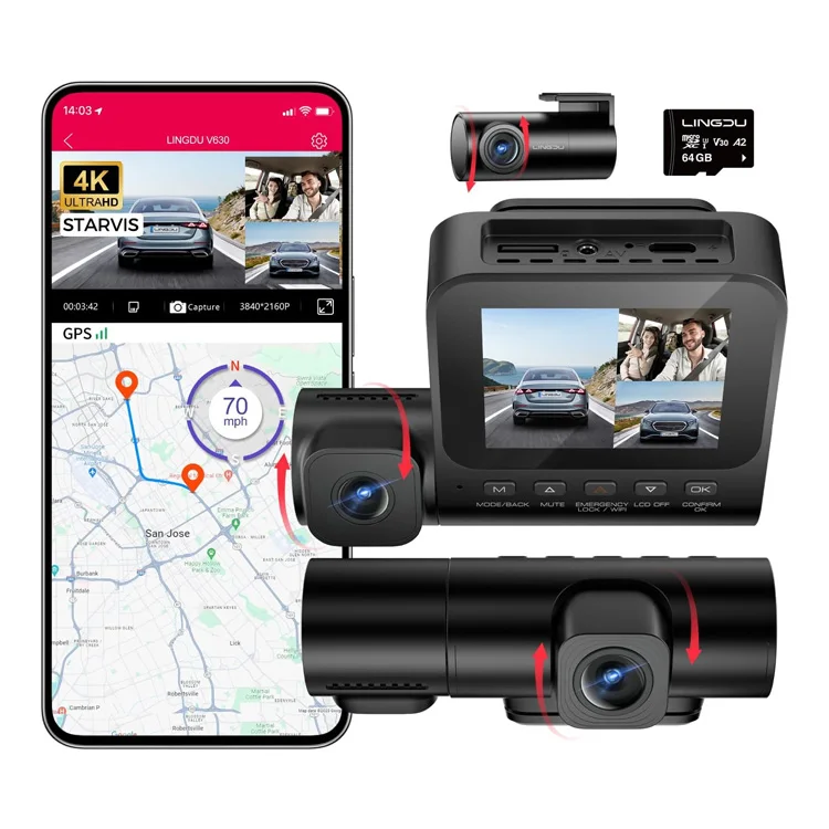 Car Dash Cam - LINGDU V630 Dashcam 4K con Schermo